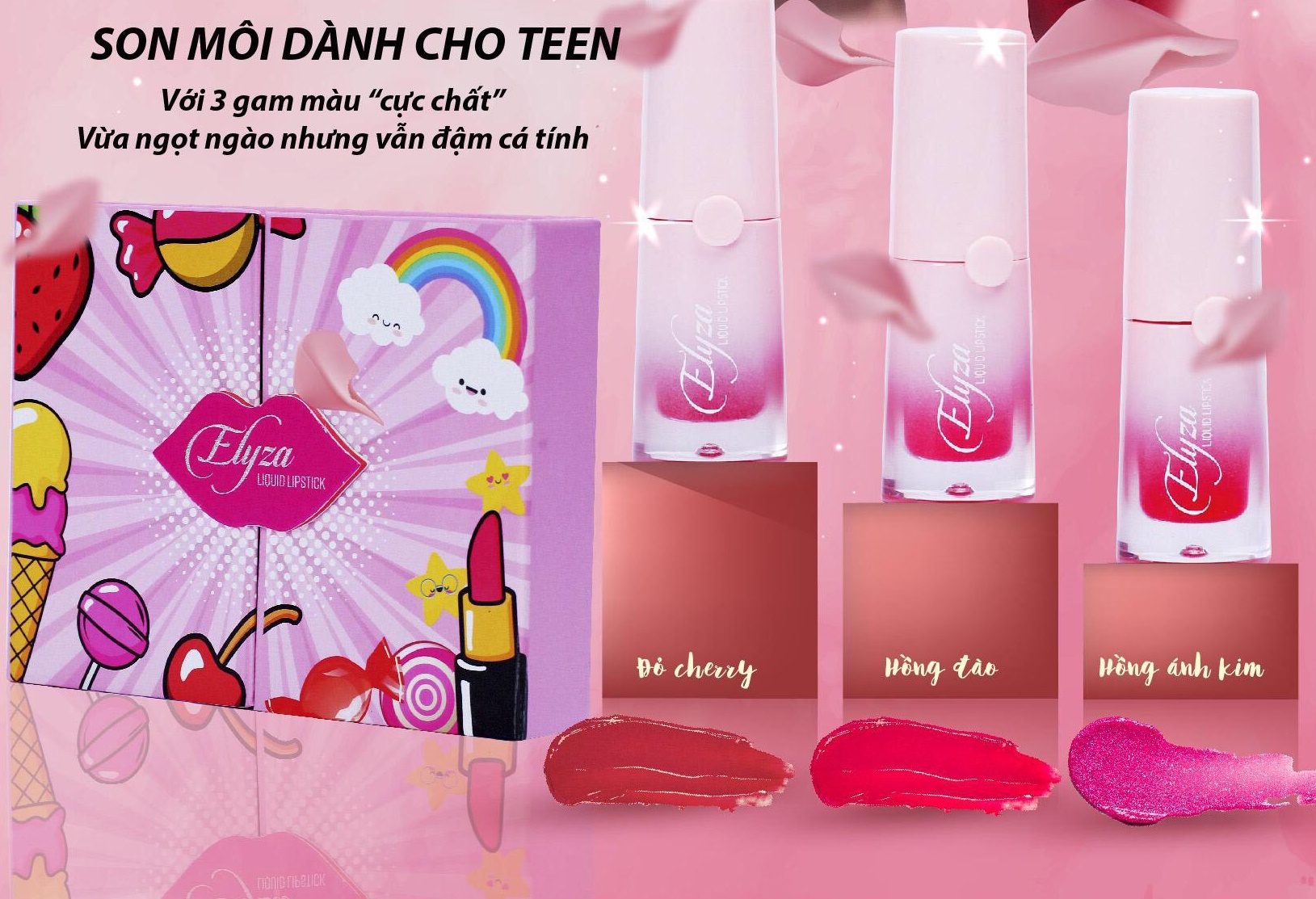Son kem cho bé Elyza Teen Liquid Lipstick - Hương Thị màu Đỏ Cherry